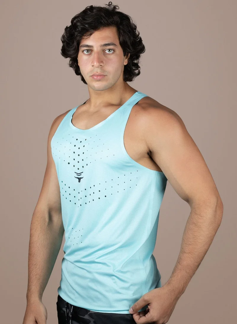 ثوجفيت قميص هالة رشيقة ملابس رياضية للرجال بقصة ضيقة - سماوي